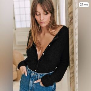 Sezane Gaspard Cardigan Jumper Black